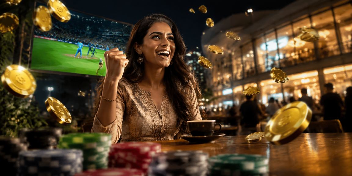 Login screen on mobile device in a lively Indian casino setting